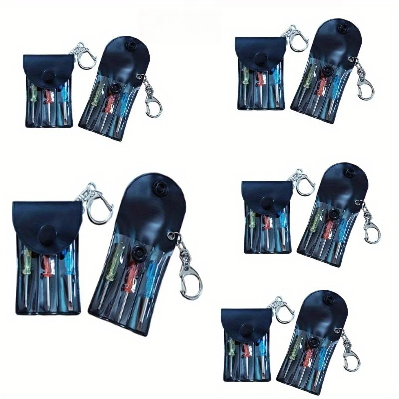 Mini Screwdriver Keychain Set with Pouch & Hook, 3Pcs Phillips Flat Torx, Compact Colorful for Men DIY Repair Emergency Gift