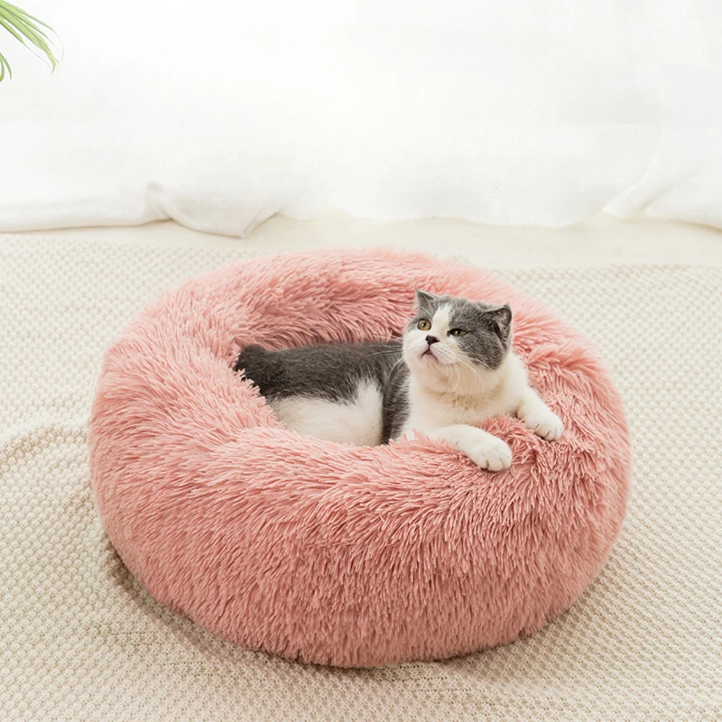 Cat Kennel Dog Kennel Winter Thickened Warm Mat Round Pet Plush Nest Mat Small Dog Deep Sleep Beds Puppy Bed Mats Supplies