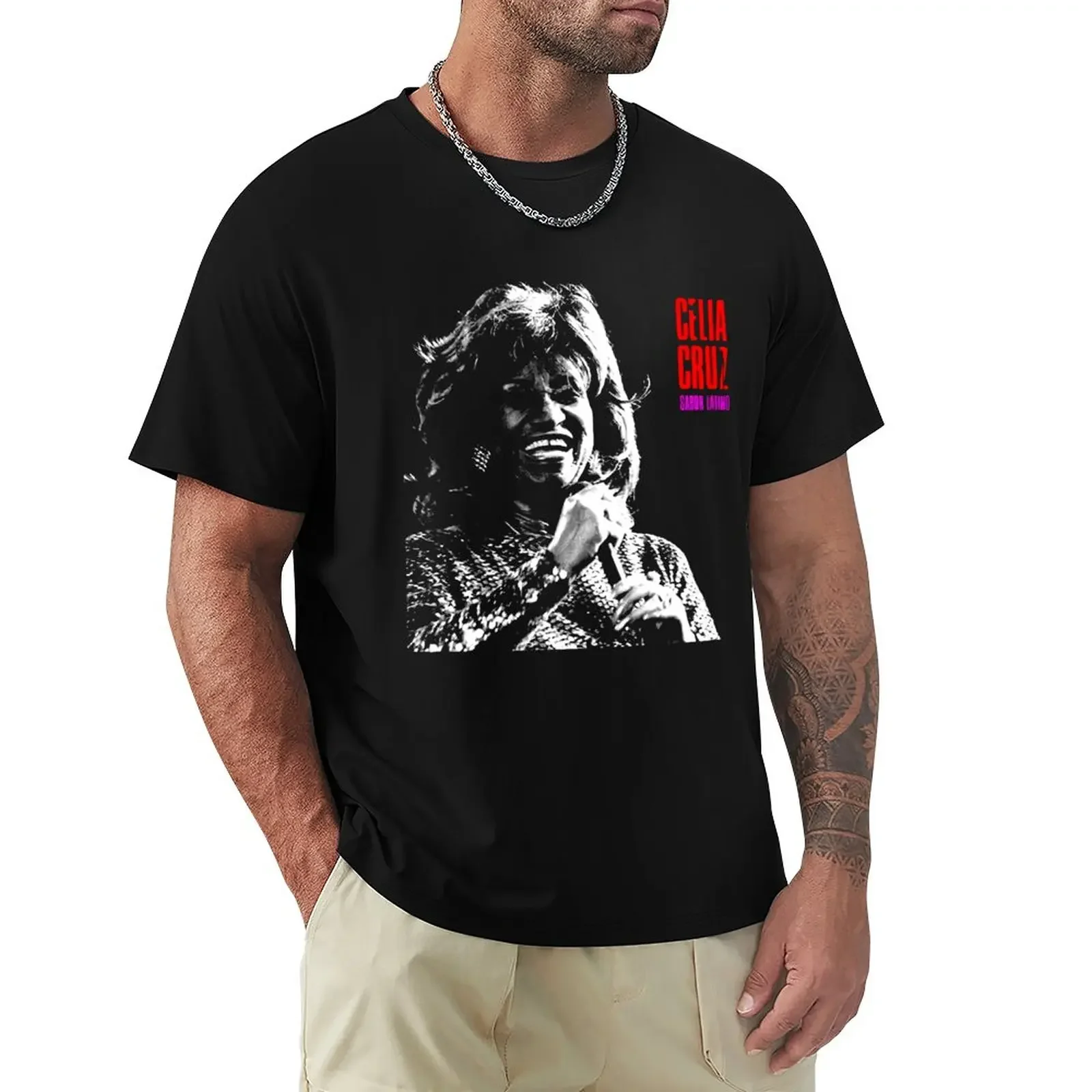 Celia Cruz - Sabor Latino T-Shirt sublime anime Men's t shirts High Quality 100%Cotton Short Sleeve