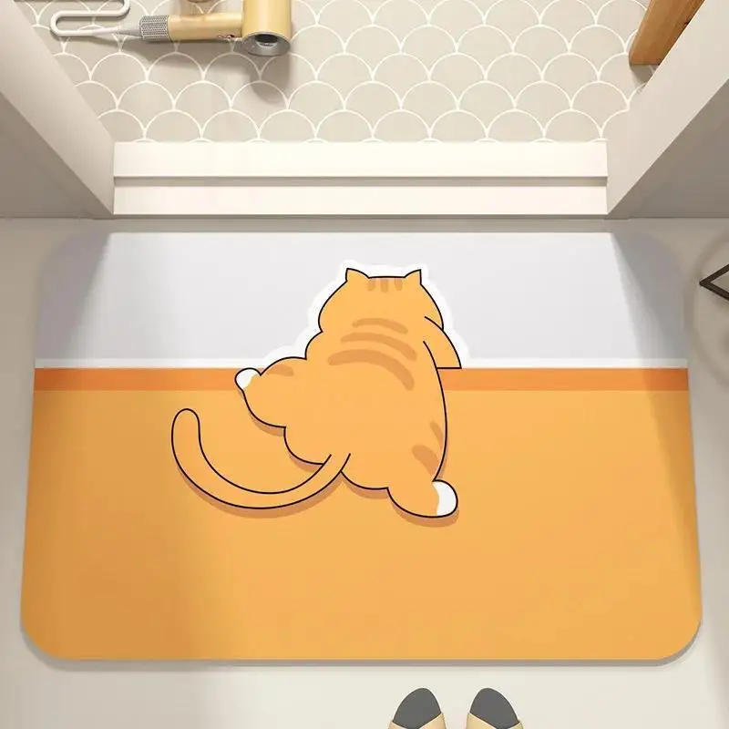 VIKAMA – tapis de sol de cuisine à motif de chat de dessin animé, tapis de bienvenue, tapis doux pour animaux de compagnie, décoration de la maison, tapis d'entrée, tapis de chevet