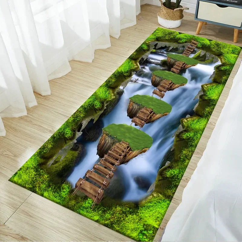 سجاد شلال ثلاثي الأبعاد لغرفة المعيشة، سجاد ممر المدخل، سجاد منطقة أرضية الجسر لغرفة الأطفال، سجادة غرفة النوم المطبخ المزخرفة