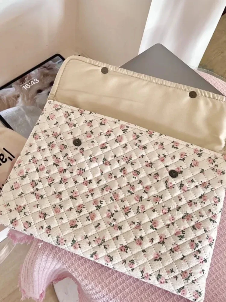 Ins Floral Laptop Sleeve Computer Carrying Case Bag 13 13.3 14 14.1 Inch Portable Table Pc Case 9 10 11 Inch Cover Bags Mac Book