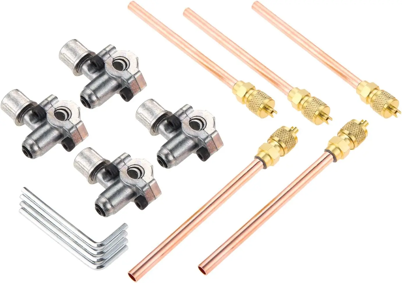Piercing Valve Kit 4 Packs BPV-31 Refrigerator Tap Valve 5Pcs Access/Service Valve 1/4'' SAE X 1/4'' OD X 4'' Stem Core