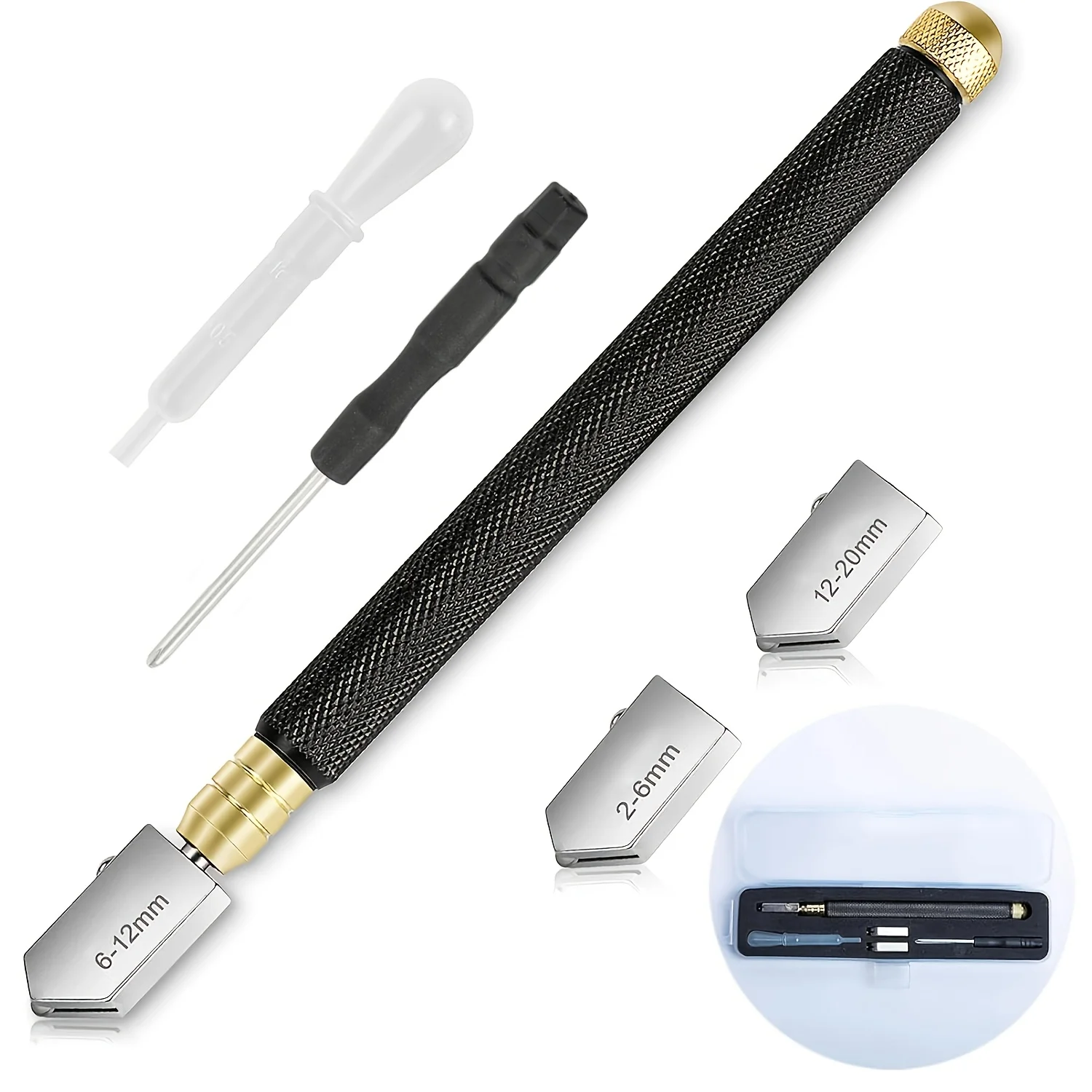 Glass Cutter, Upgrade Glass Cutter Tool 2mm-20mm, Pencil Style Oil Feed Carbide Tip for Glass Cutting Tool/Tiles/Mirror/Mosaic
