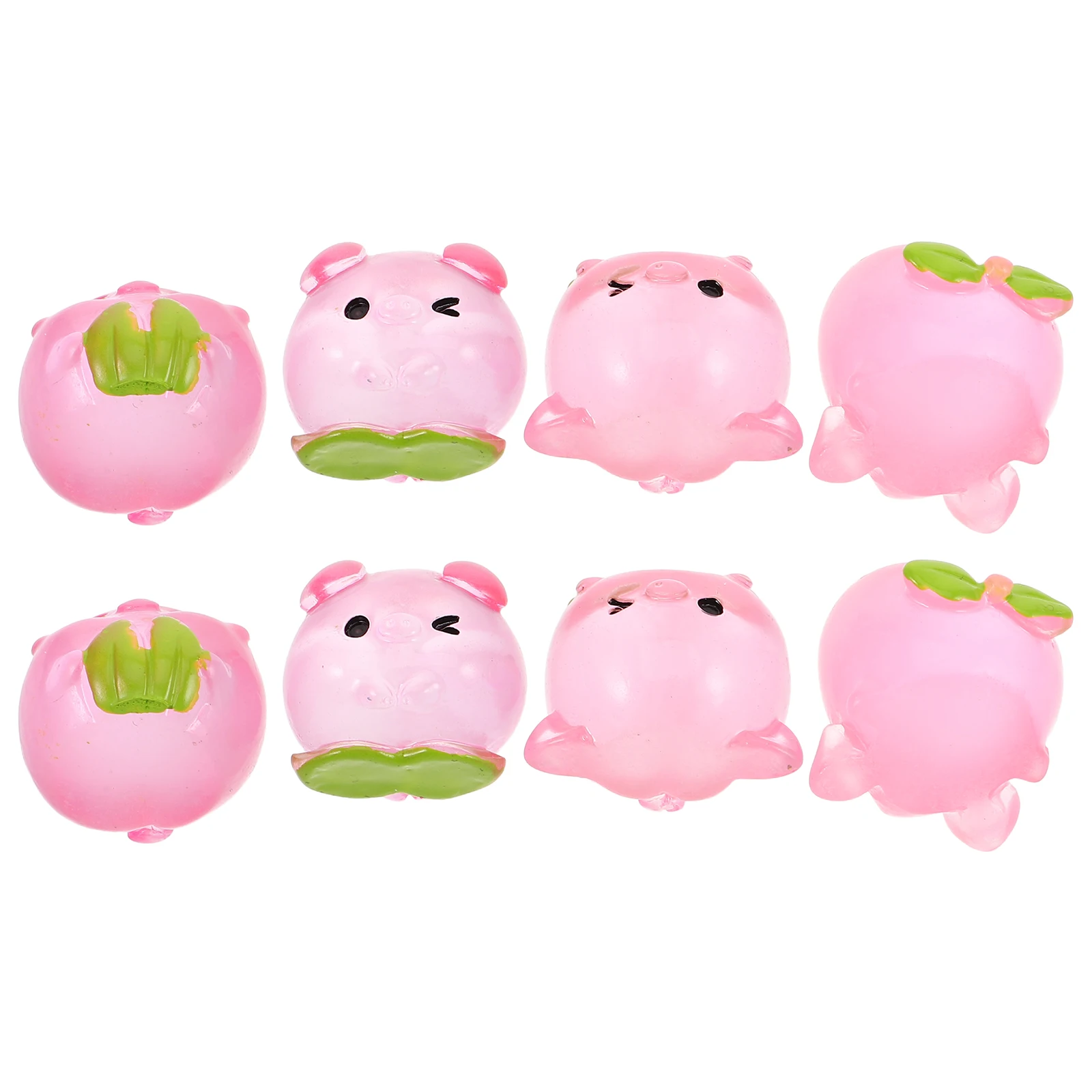 

8pcs Micro Landscape Ornament Mini Farm Animals Resin Figurines Cute Pink Statues Tiny Pig Decorations Car Desktop Accessories