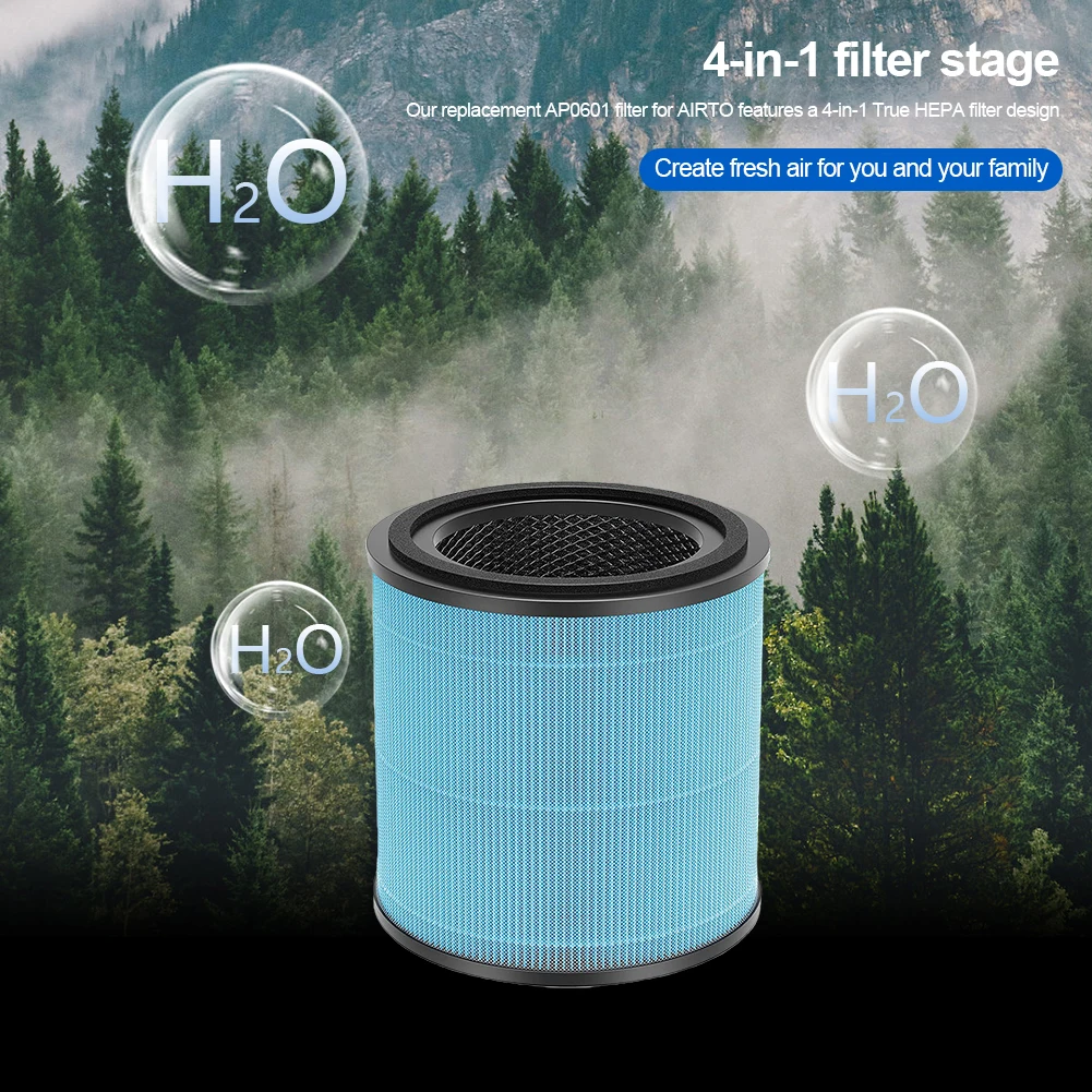 AP0601 Air Purifier Replacement Filter 4 Stage H13 True HEPA Filter AP0601 Air Filter Compatible with AIRTOK Air Purifier