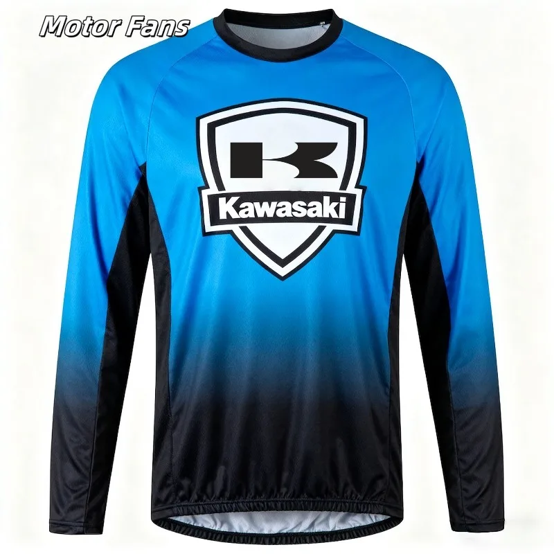 

Moto Fans Kawasaki Long - Sleeve Shirts, with vibrant designs (graffiti - style & shield - logo), ideal for motorcycle lovers.