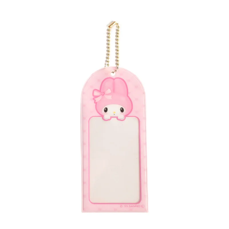 Estuche para tarjetas transparente Kawaii My Melody Kuromi Cinnamoroll, colgante de Anime Sanrio, funda protectora para fotos Polaroid con forma de corazón para niña