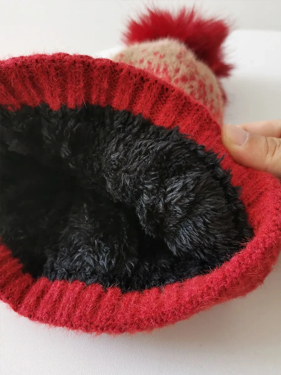 3 قطعة الشتاء وشاح محبوك قفازات للنساء صوف مبطن طقم قبعات مريحة لينة عادية الدافئة الأحمر قفازات مجموعة في الهواء الطلق يندبروف مجموعة