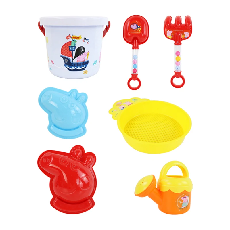 Świnka Peppa Zestaw plażowy Emulacja Wiadro Łopata Sito Podlewanie Puszki Domek do zabawy George Zabawki Plaża Narzędzie do piasku Prezenty dla dzieci