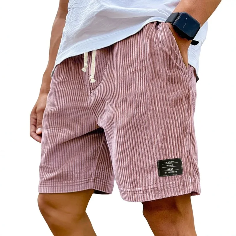 Men's Loose Vertical Striped Shorts Elastic Drawstring Waist Retro Daily Streetwear Casual Shorts with Pockets