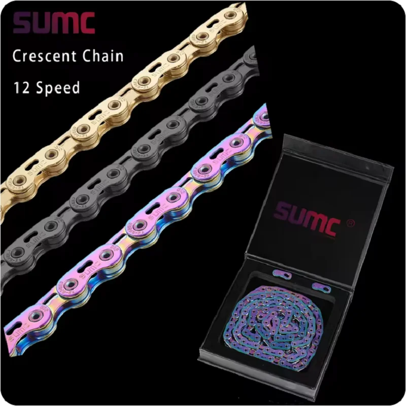 

SUMC Bicycles 12-Speed Hollow Crescent Premium Bike Chain for SRAM System Road And Mountain Bikes 126 Links Cycling Chain Parts