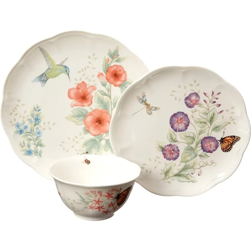 883319 Butterfly Meadow Flutter 12Pc Dinnerware Set,Multicolor