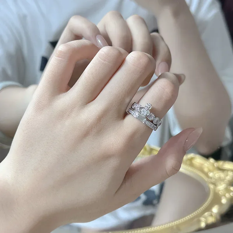 

MDL Europe a1d, США, вивимен, двойное кольцо с бриллиантом, позолоченное геометрическое двойное микронастройство