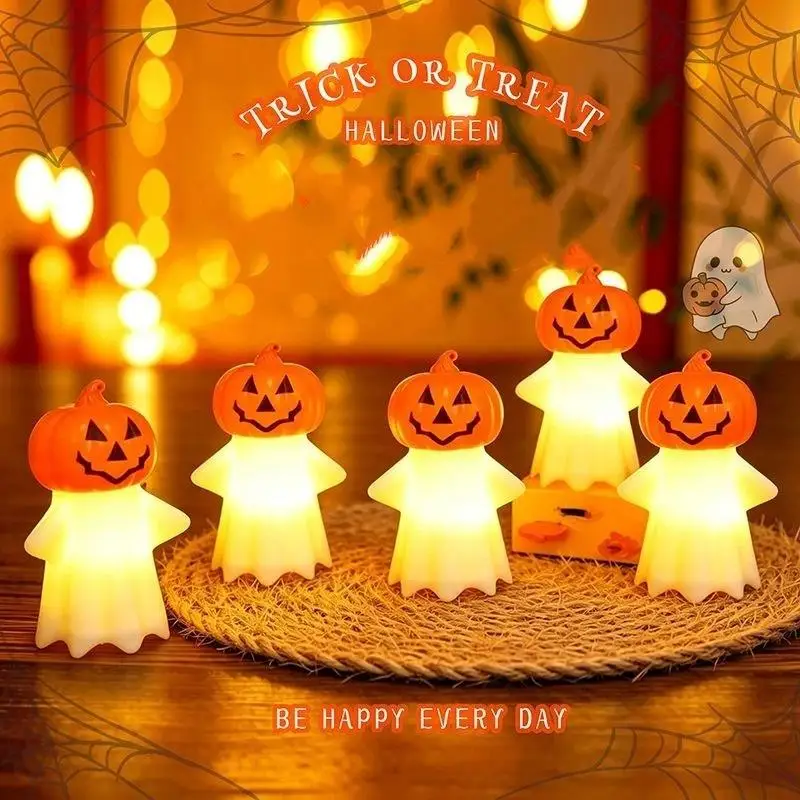 ~Halloween Pumpkin Ghost Night Light Warm Soft Lighting Cute Design Perfect For Halloween Party Tabletop Decorations