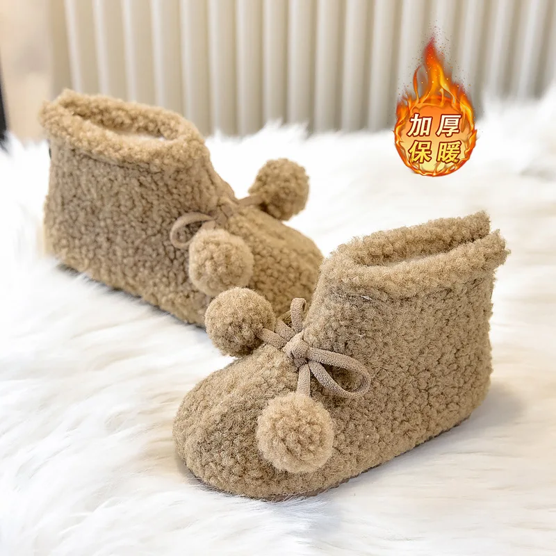 

2025 Winter New Fashionable Lamb Wool Warm Mid Calf Boots Fluffy Girls Boots Kids Shoes for Girl Girls Snow Boots