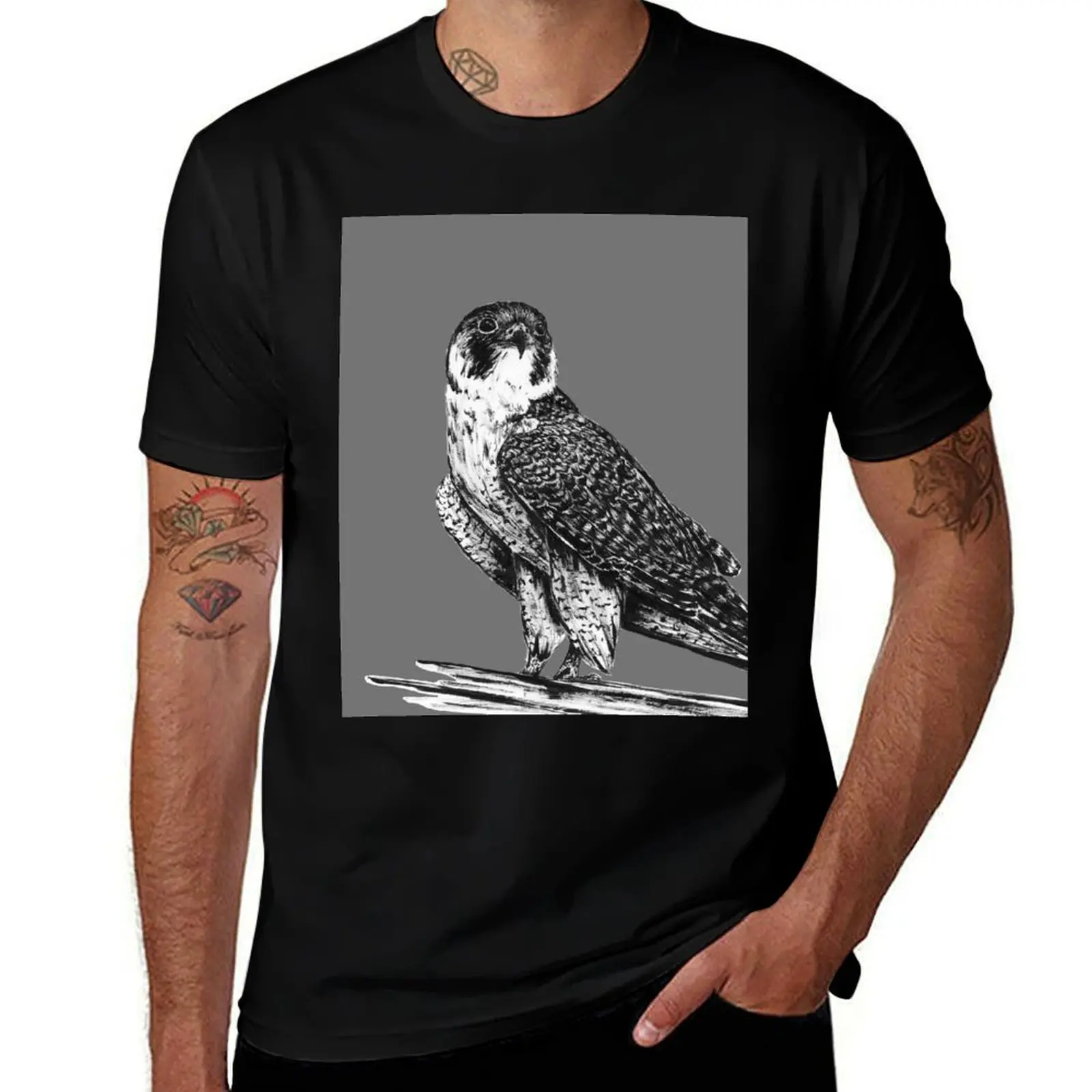 

Peregrine Falcon in Nankin ink T-Shirt t shirts for man cotton cotton t shirts man 100% t shirt for man T-Shirt