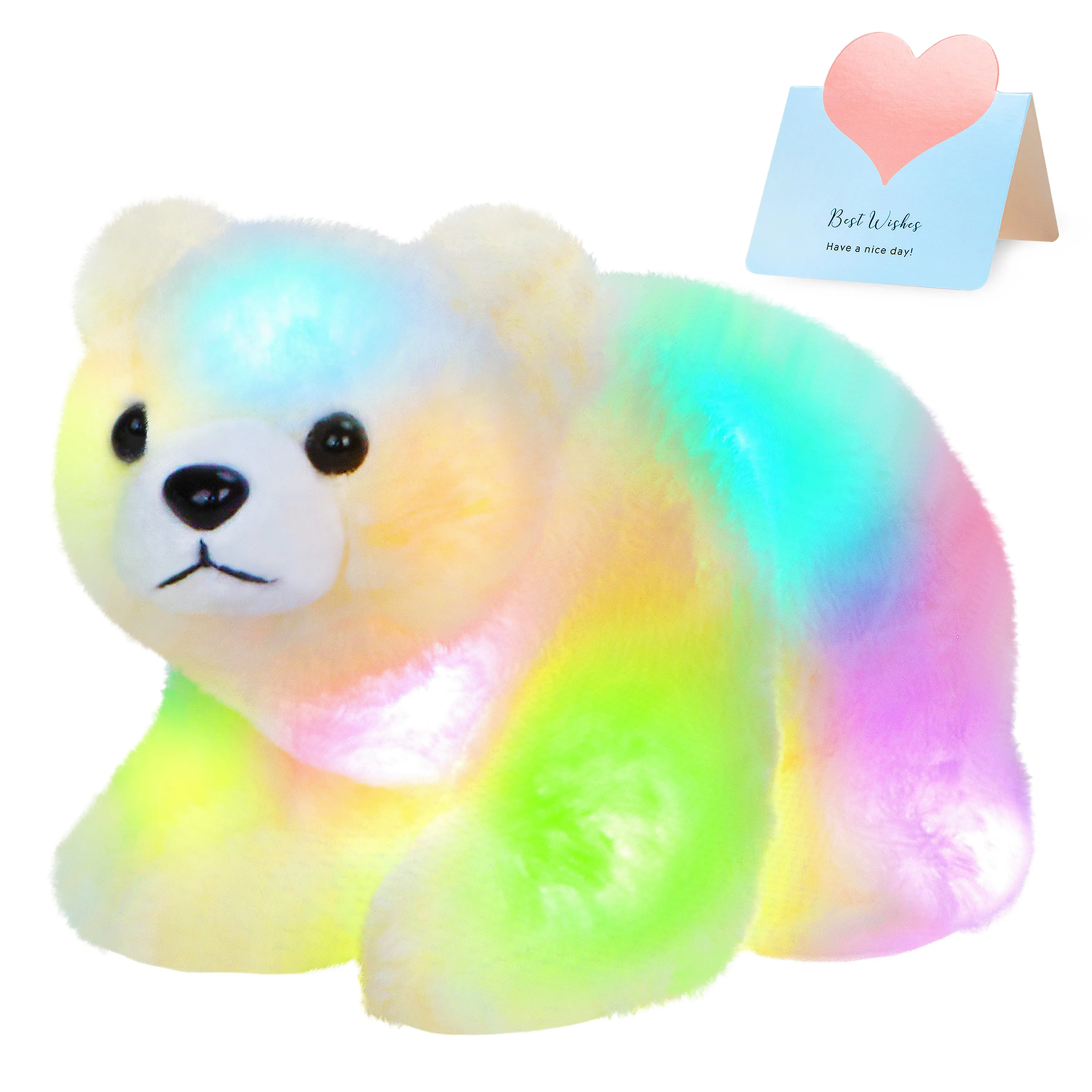 28cm White Polar Bear Doll Plush Toy Light-up Soft Cute High Quality PP Cotton Stuffed Animals for Girls Kids Luminous Toy