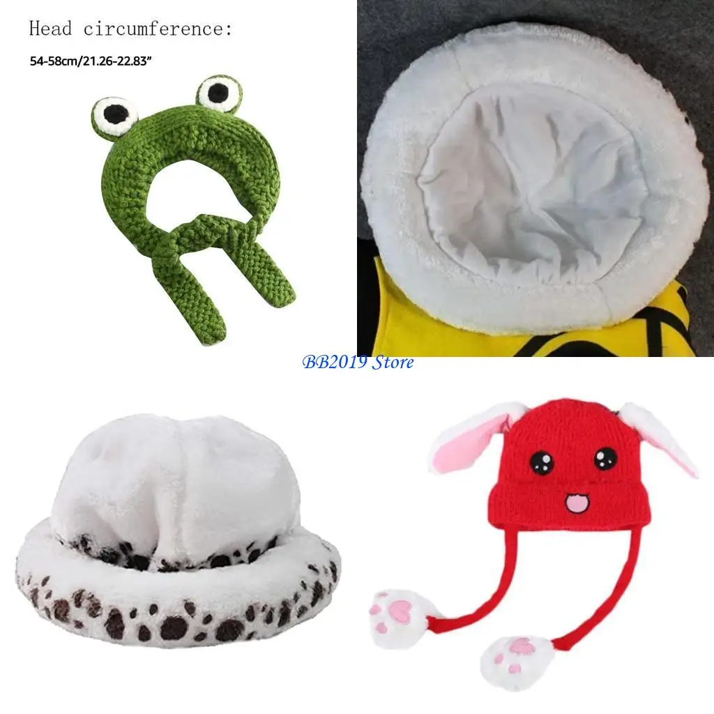 

Q0KB Winter Warm Children Cartoon Hat Warm Winter Skull Ski Cap Soft Stretch Thick Knitted Hat Earflaps Cap for Daily Wear