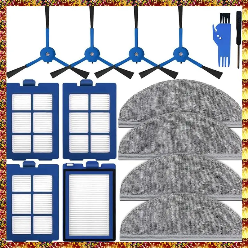 1 مجموعة استبدال أجزاء ل Eufy Robovac X8 الهجين جهاز آلي لتنظيف الأتربة مرشحات HEPA الجانب فرشاة ممسحة القماش استبدال أجزاء