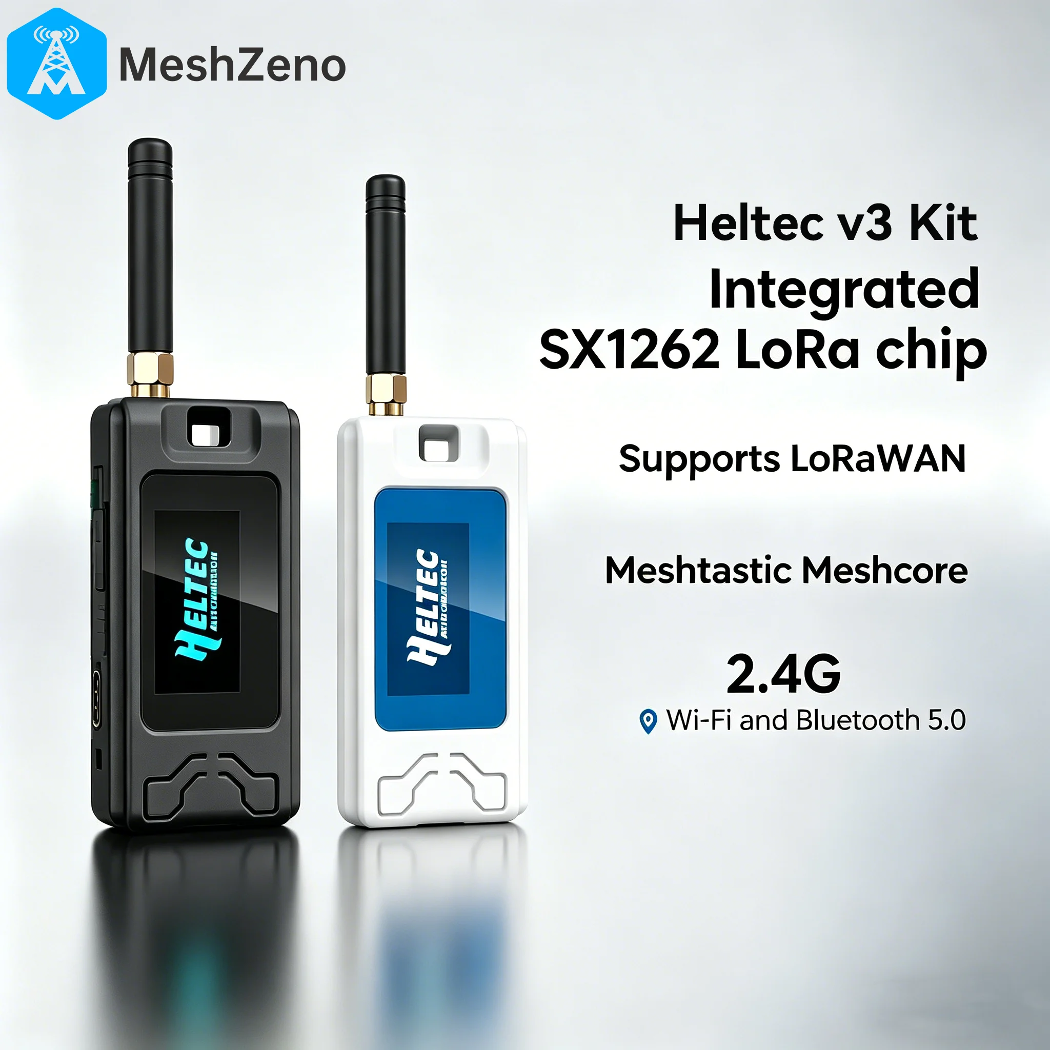heltec-esp32-lora-v3キット-ホワイト-ブラックケースモジュールボード-sx1262-cp2102-meshtastic-lorawan-iotノード-メッシュコア