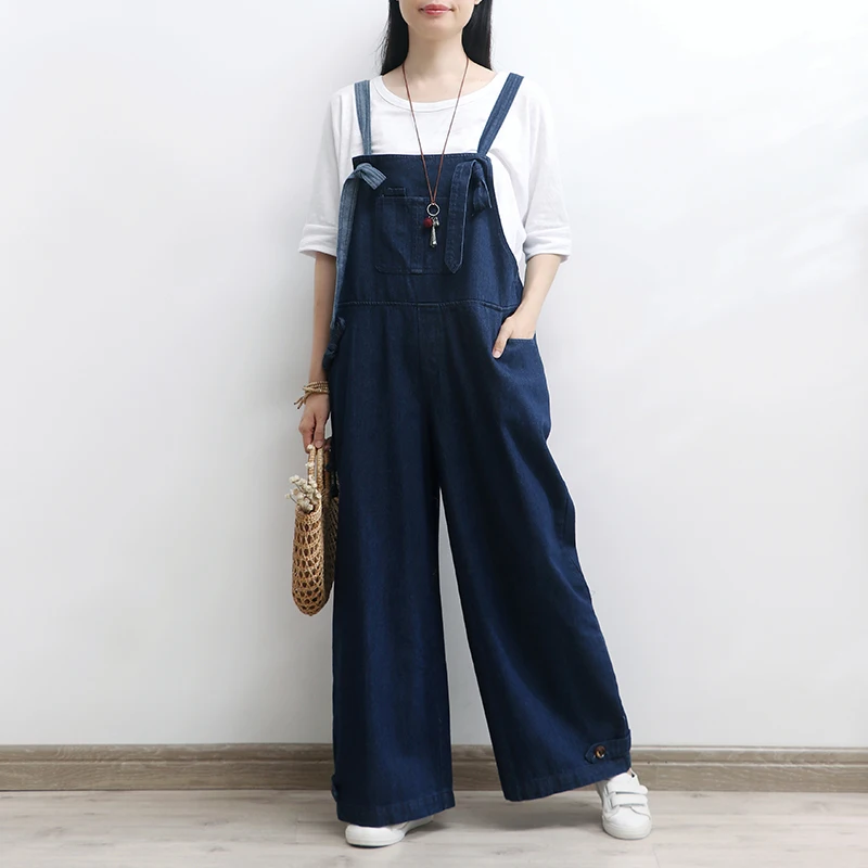 Free Shipping 2022 New Fashion Women Jumpsuits And Rompers Denim Jeans Causal Feminina M-L One Piece High Quality Wide Leg Pants