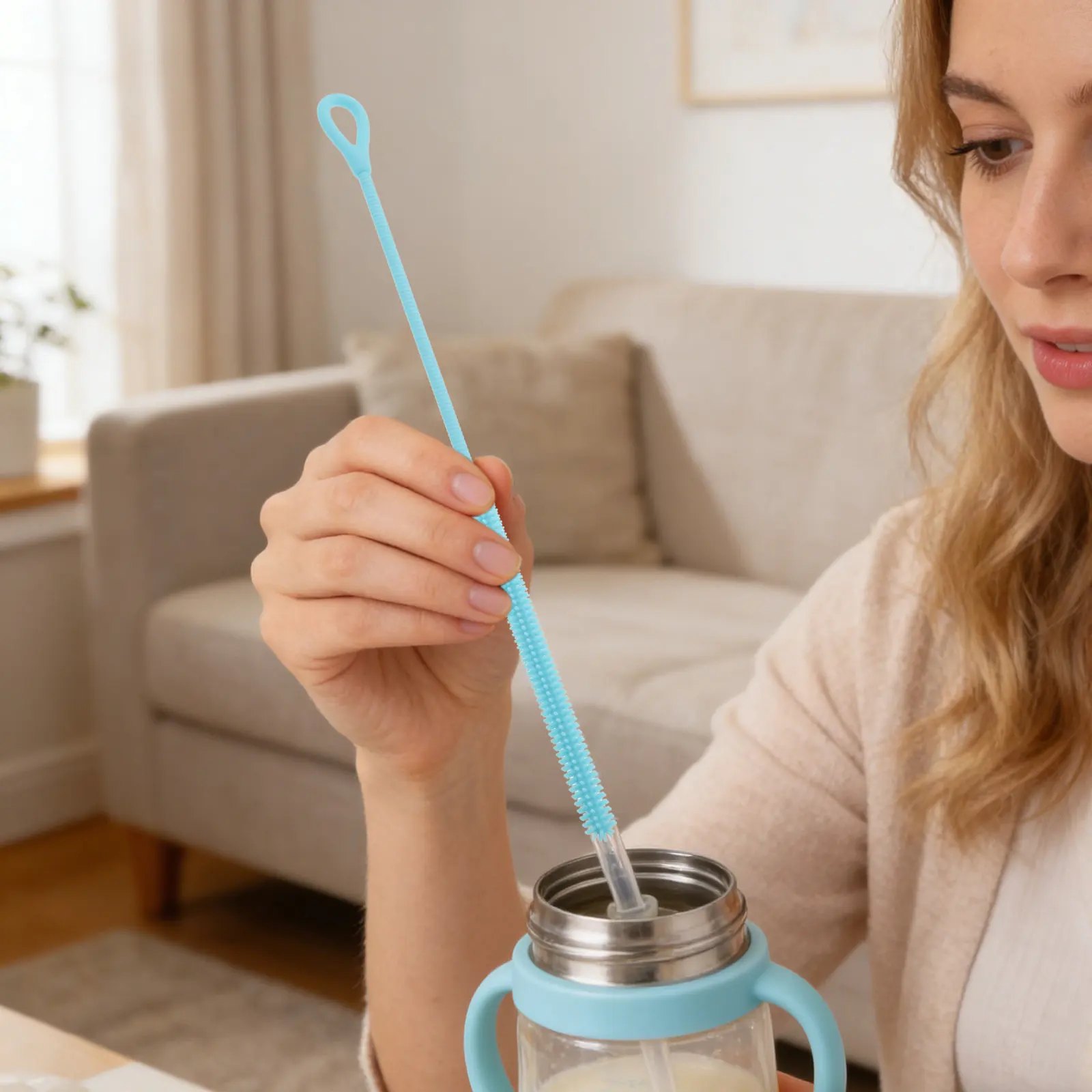 

3Pcs Silicone Baby Bottle Cleaning Brush Set Gentle Soft Bristles for Feeding Bottles Straws Cups Lids Travel Reusable Straw
