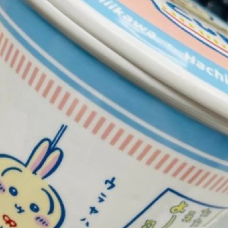 Anime Cartoon Kawaii Chiikawa Instant Noodles Ceramic Bowl High-capacity Easy To Clean Cover Band with Handle Anti Scald New