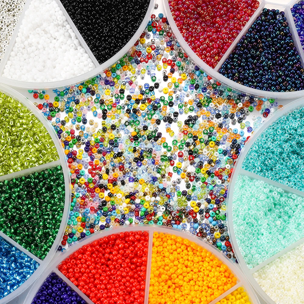 2mm bunte Glasperlen Gürtel Box Set Charme tschechische Spacer Perlen für DIY Armband Halskette Schmuck herstellung Kit 6300 stücke