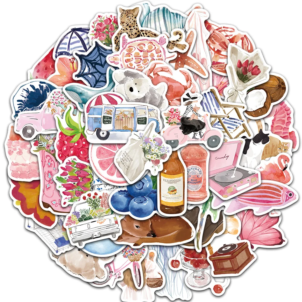 50PCS Cartoon Spaß Aquarell Tagebuch Graffiti Aufkleber Sammelalbum Telefon Notebook Gitarre Skateboard Wasser Tasse Wasserdichte Dekoration