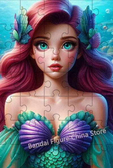 Disney Princess Ariel Print 35 Pieces Mini Puzzle Cute Cartoon Anime The Little Mermaid Movies Jigsaw Puzzle Education Kids Toys