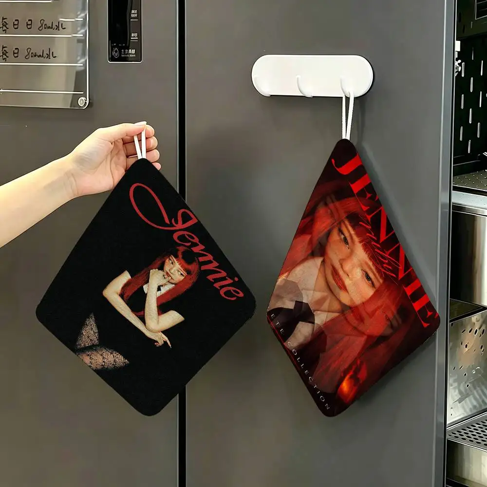 Pop Singer J-JENNIES Hanging Style Hand Wiping Towel, Polyester Cotton, Anti-fade for Indoor Kitchen Living Room
