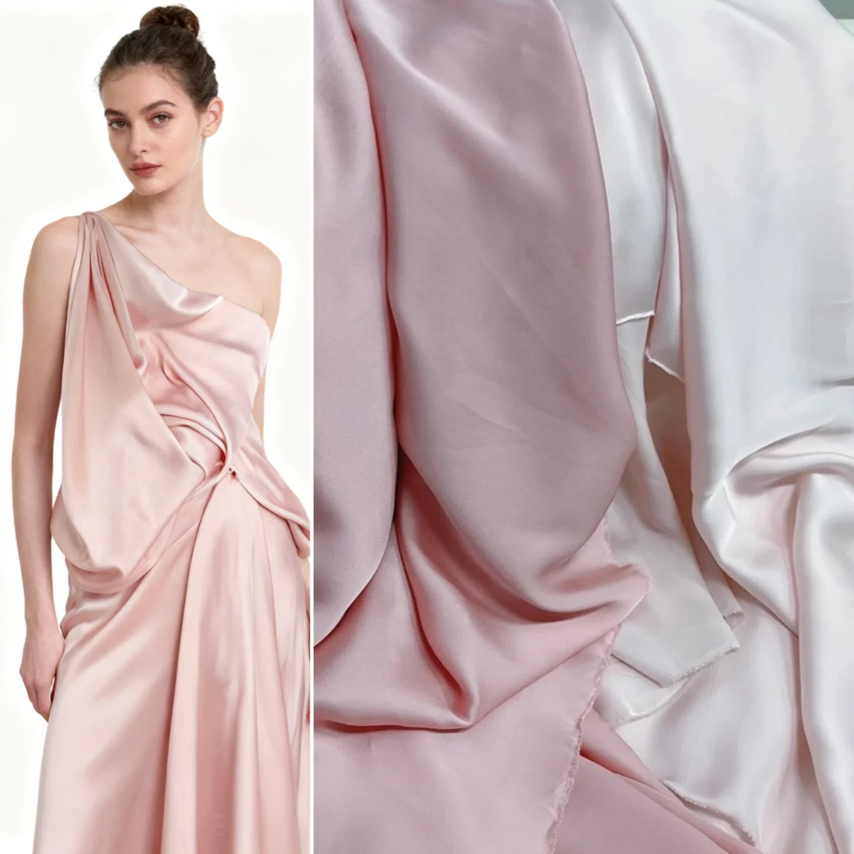 

Light pink green milk silk thin satin fabric sewing dress fabric DIY wedding outdoor decoration veil