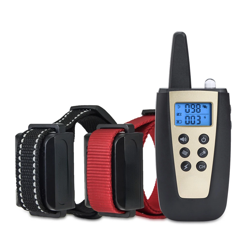 

Gold Rechargeable Waterproof Electronic Static Shock Vibrate 1000m Remote Control Pet Dog Training Collar