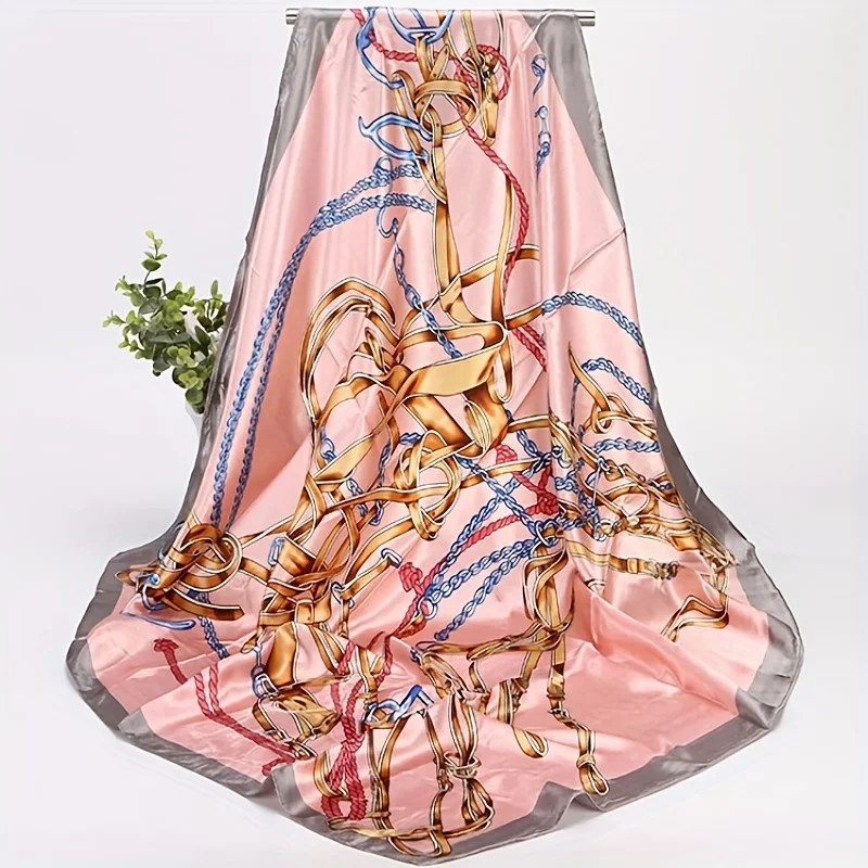 National Wind Printed Bandage Silk Scarves 90X90 Elegant Scarf