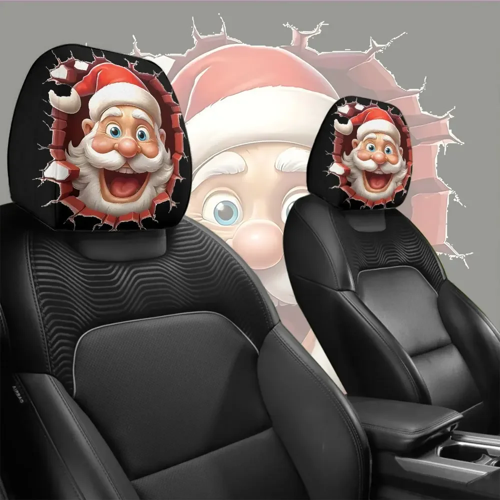2pcs Headrest Covers Ghost 2pcs Headrest Covers Horror 2-piece Christmas gift set, funny and quirky Santa Claus car headrest