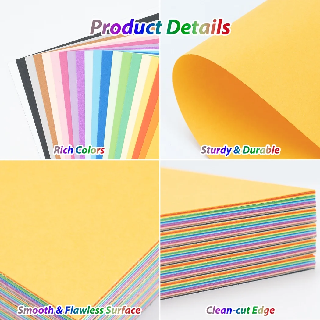 100 Sheets A4 Colored Cardstock Card Stock Paper 20 Assorted Colors Card Paper Multicolored Cardstock For DIY Crafts Printing