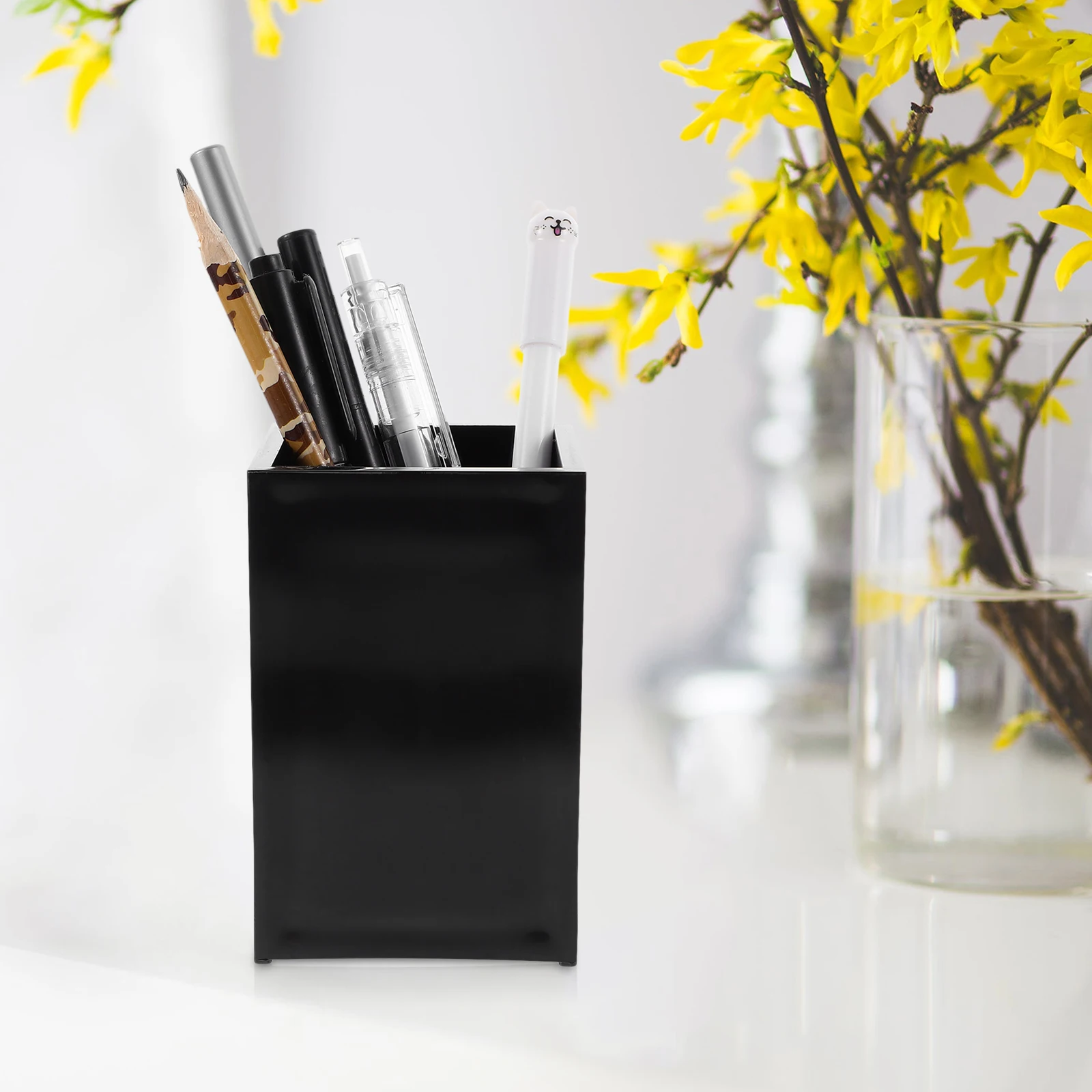 

Acrylic Pen Desktop Storage Box for Cosmetics Brushes Storage Holders Makeup Brushes Vanity ganizer Case Clear Plastic Folder
