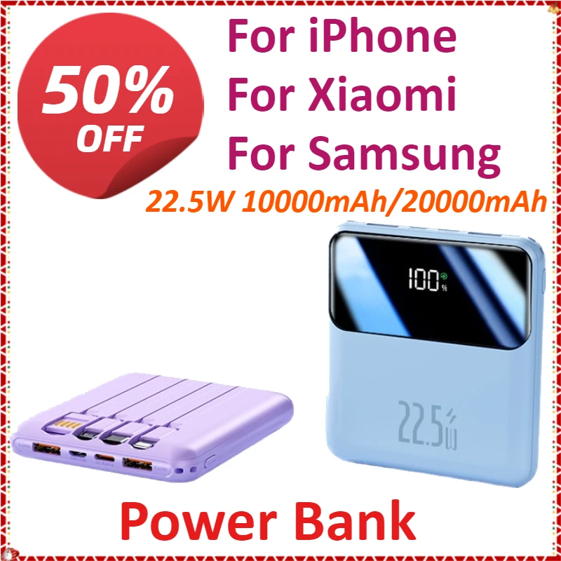 

22.5W 10000mAh/20000mAh Portable Power Bank Fast Charging For iPhone For Xiaomi For Samsung With USB Type C/Micro USB/Lightning