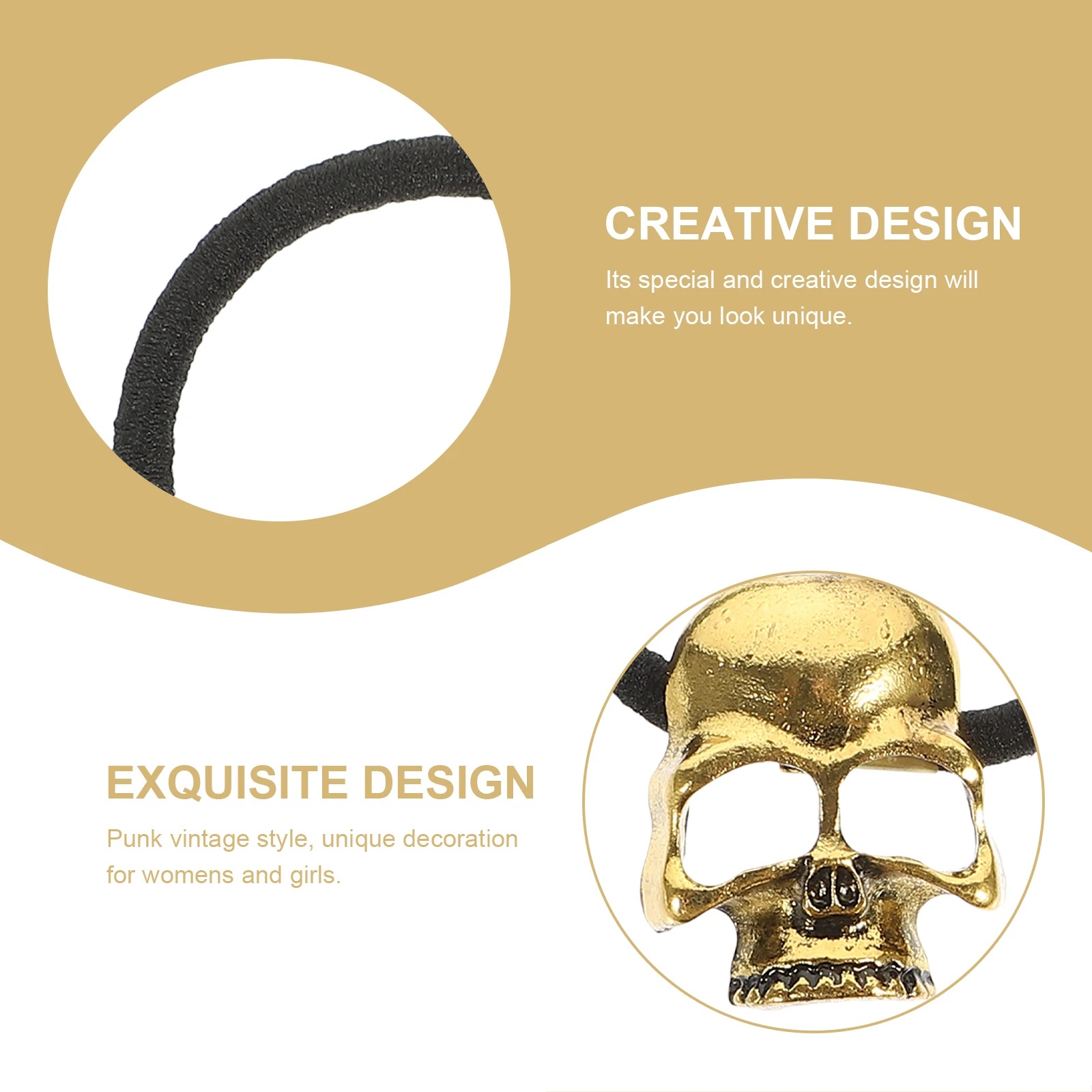 

8pcs Metal Skull Hair Bands Punk Vintage Style Halloween Costume Party Accessories Women Girls Novelty Elastic Hair Ties