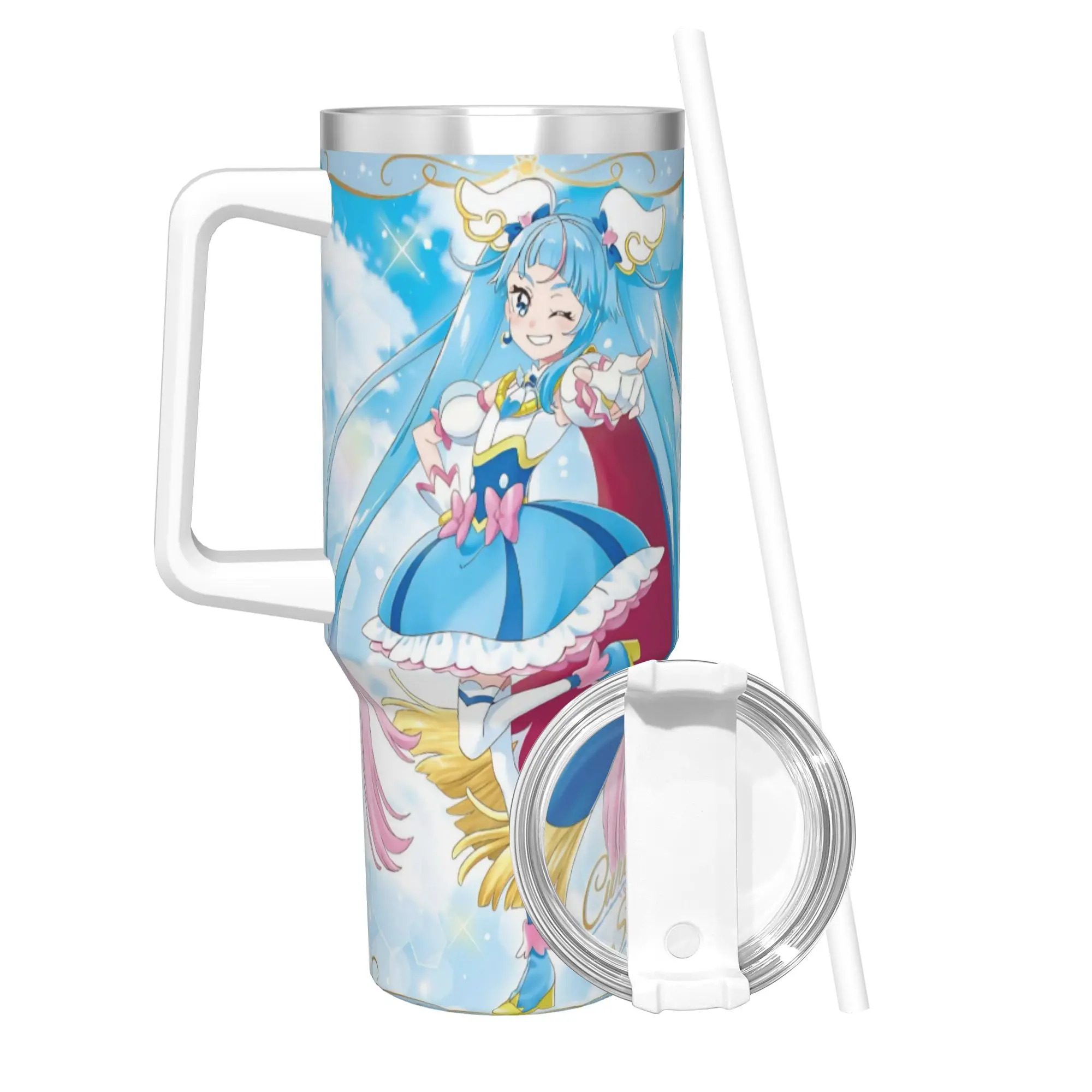 Soaring Sky Pretty Cure Tumbler With Straw  Stainless Steel Mug Cups Double Wall Vacuum Insulated for Cold Or Hot 40oz