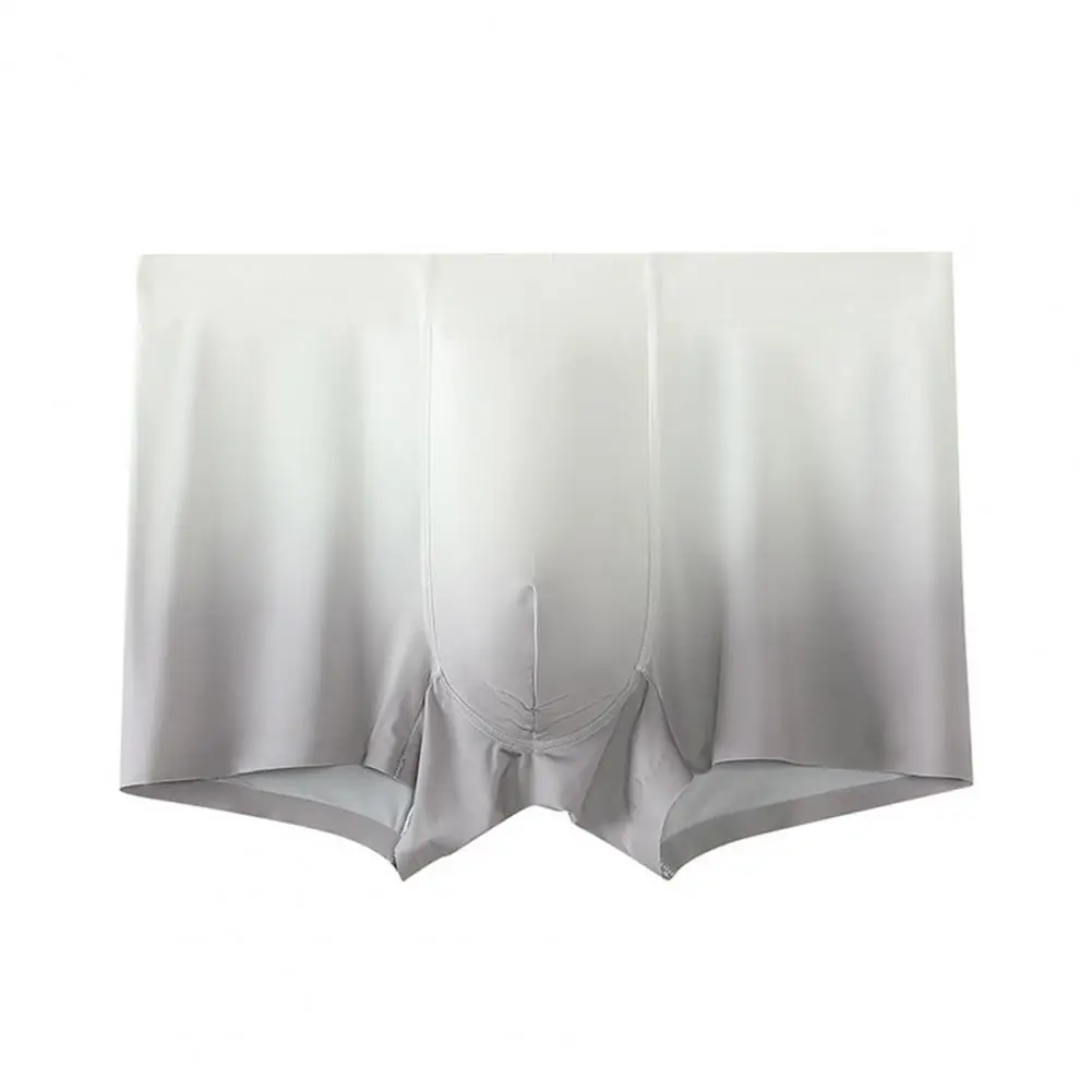 سراويل بوكسر رجالية من الحرير الجليدي قابلة للتنفس مع تصميم محدب على شكل حرف U متدرج اللون ملابس داخلية سلسة للارتداء اليومي بالثلج