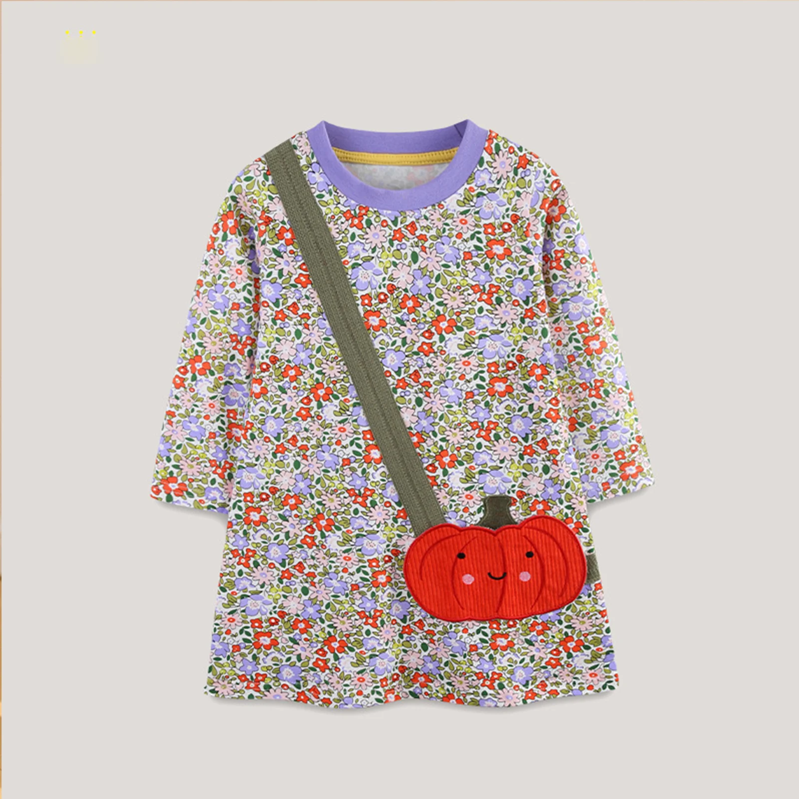 Autumn New Girls' Dress European and American Style Children's Halloween Floral Sticker Cloth Children's Skirt