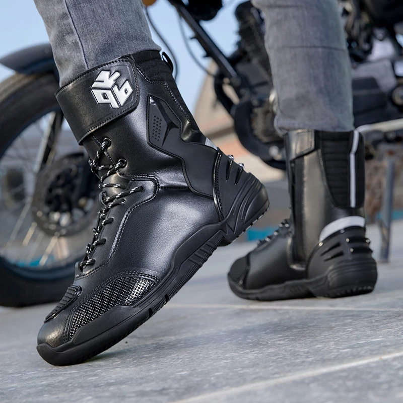 Rider Road Racing Casual Shoes Men Motorcycle Boots Breathable Anti-fall Motorbike Shoes Wear Resistant Motocross Tactics Boots