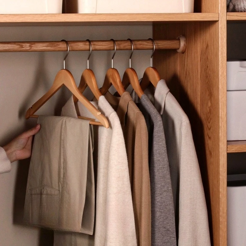 Solid Wood Hangers 30 Pcs Non Slip No Shoulder Bump Keep Clothes Shape Wide Shoulder Wood Clothes Hangers for Home Closet