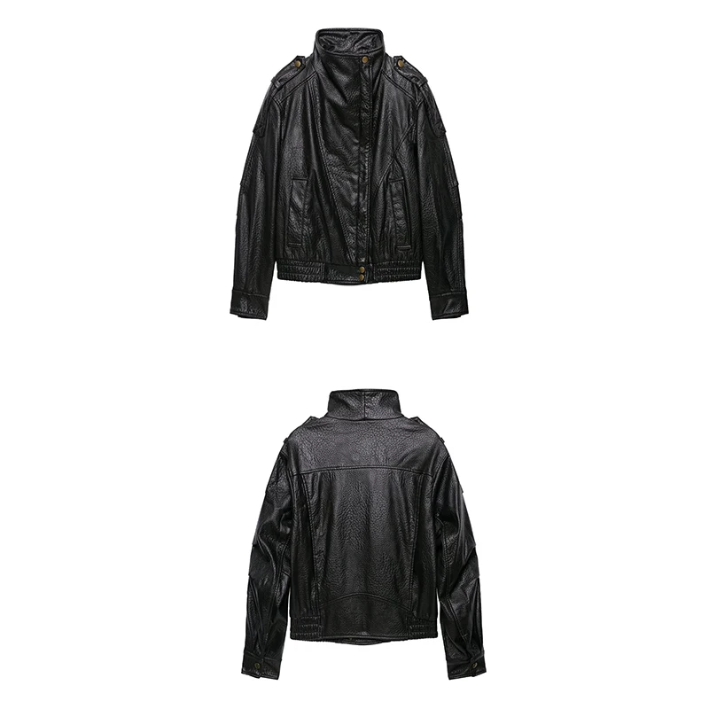 Guobioziy Women's Slim-Fit Faux Leather Jacket 2026 Spring-Autumn New Style French Casual Fashion Trend Retro Motorcycle Classic