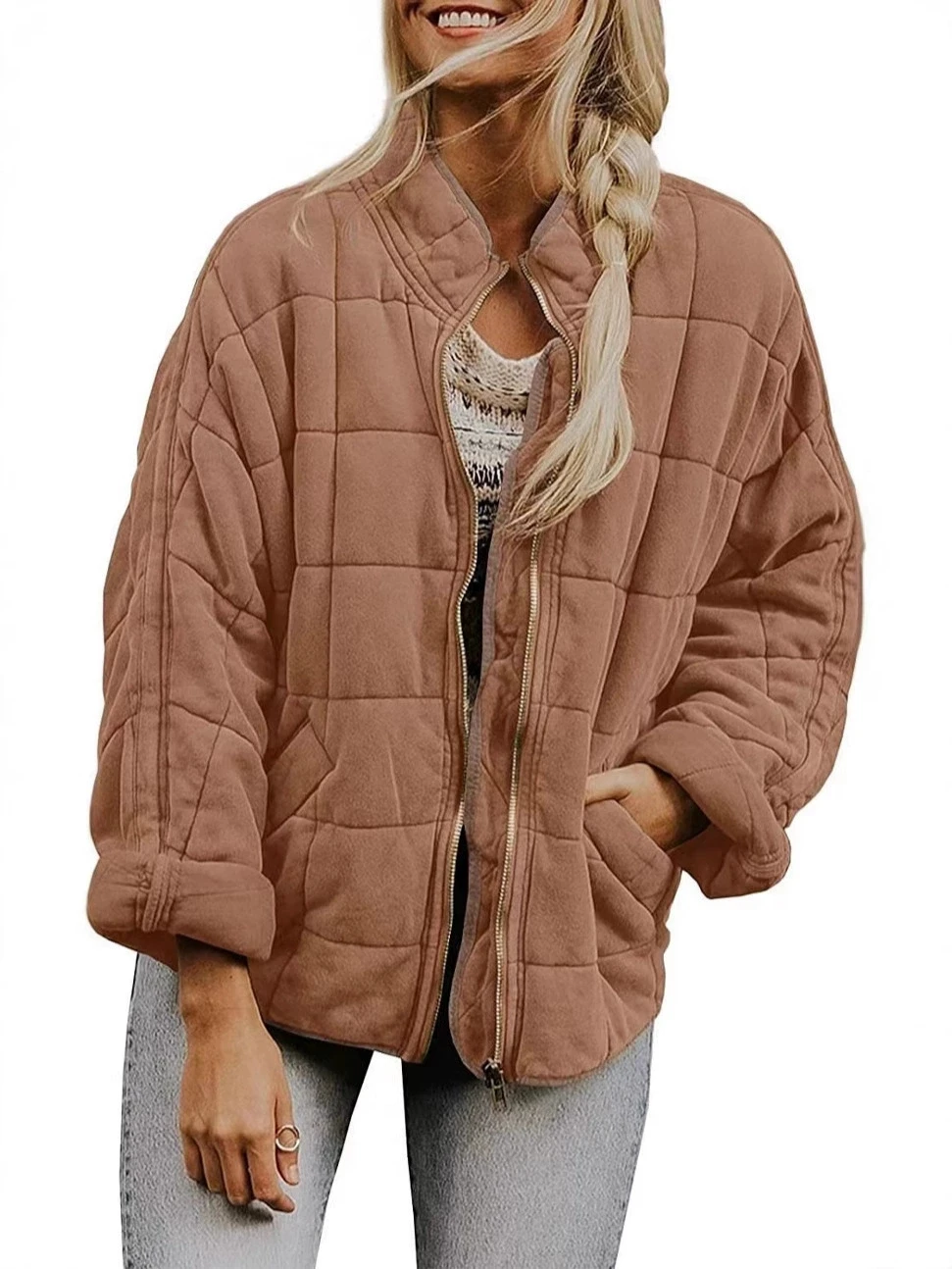 

Autumn Winter New Cotton Jacket Coat Women Casual All-match Solid Color Zipper Long Sleeve Coat Fashion Trendy Streetwear Female
