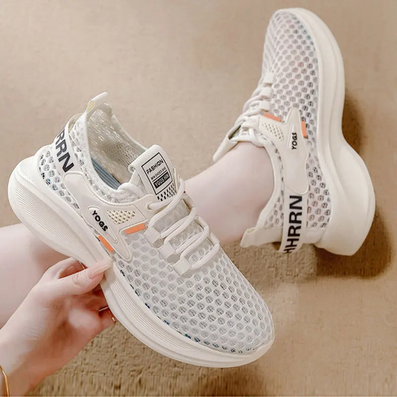 

Casual Shoes 2025 Summer New Large Mesh Women's Shoes Versatile Trendy Sports Shoes Women's Soft Bottom Breathable Outdoor