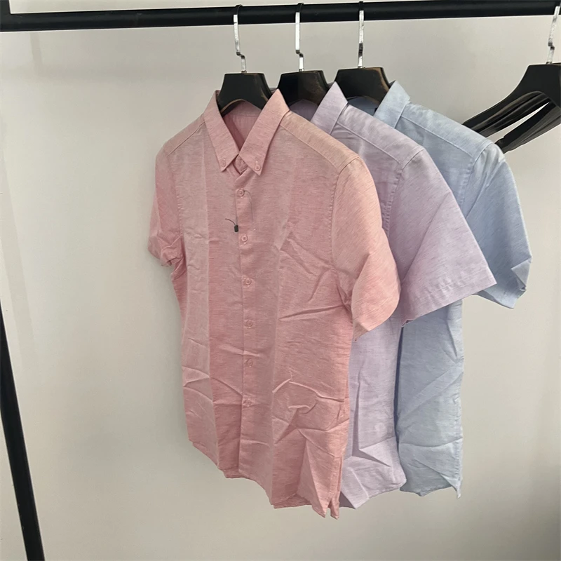 

Men's Casual Cotton Linen ort Sve T-irt Summer Comfortable Breathable Sweat Absorbent Turn-down Collar Slim Fit irt