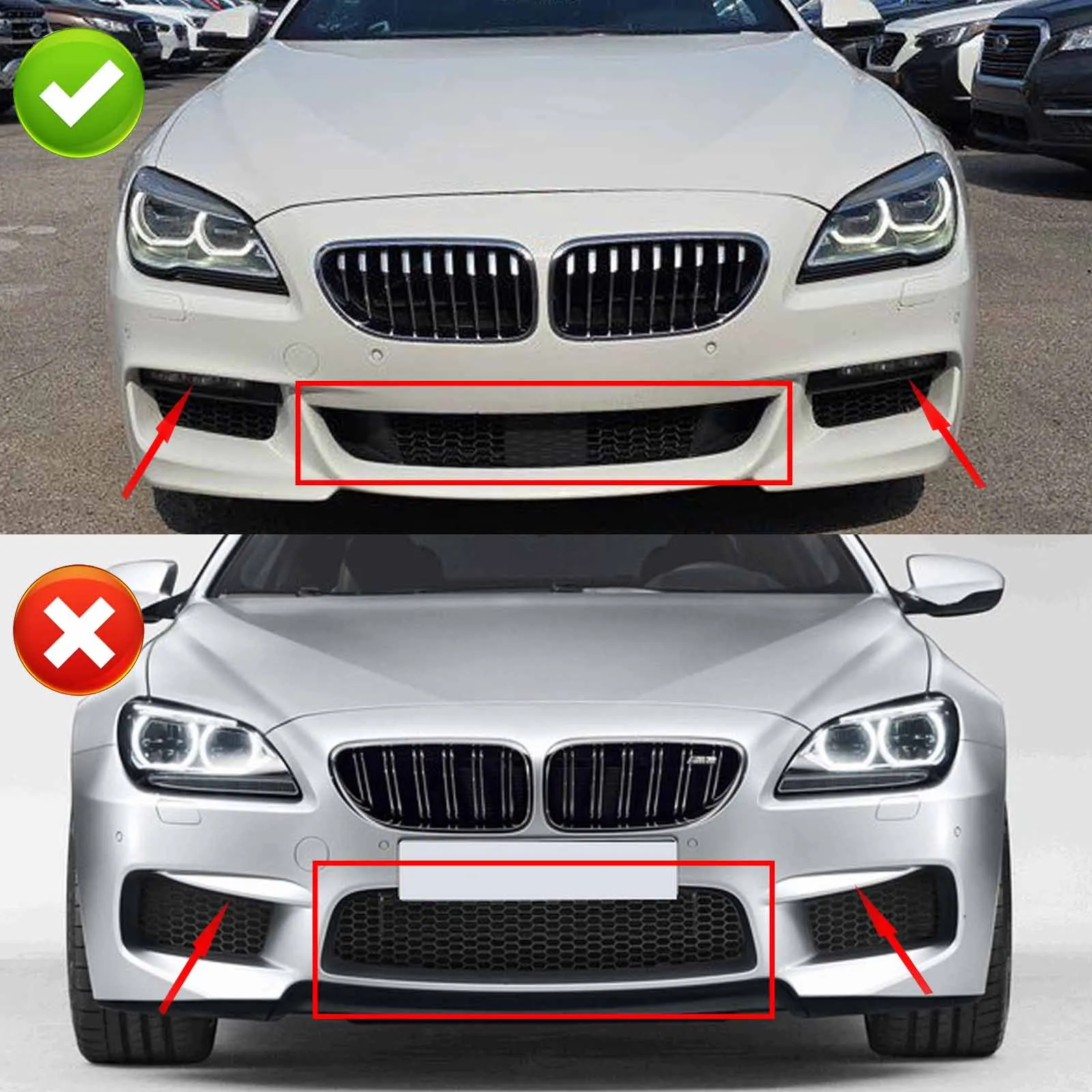For BMW F06 F12 F13 640i 650i M-Sport 2012-2018 Front Bumper Lip 4PCS Spoiler Splitter Accessories Plastic Carbon Fiber Print